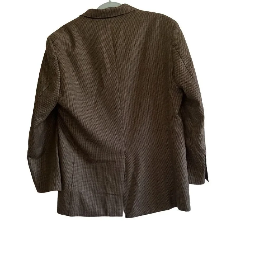Joseph Feiss Gold 100% Wool Brown Blazer Sport Coat Jacket Size 40(M)